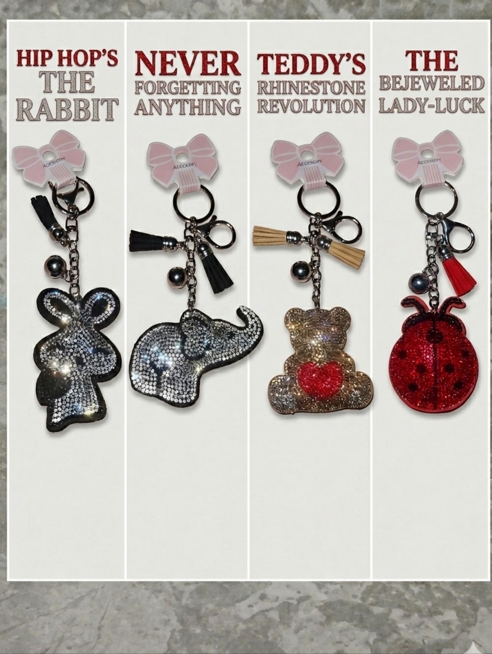 Sparkling Animal Rhinestone Keychains